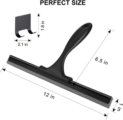 SetSail Squeegee for Shower Glass Door, 10 Inches, Black | Stainless Steel Shower Squeegee for Glass Doors, All-Purpose Window Squeegee for Shower Mirror Bathroom Car Window Cleaning