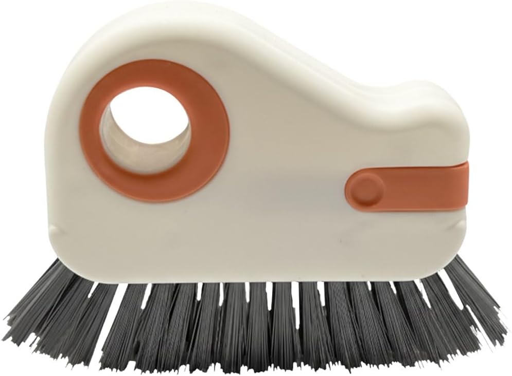 YoRise 2 in 1 Car Groove Cleaning Brush, Multifunctional Hard Bristle Car Window Track Cleaner Tool with Hidden Scraper, Universal Auto Door Crevice Cleaning Accessories for Window Sill(Orange-1PCS)