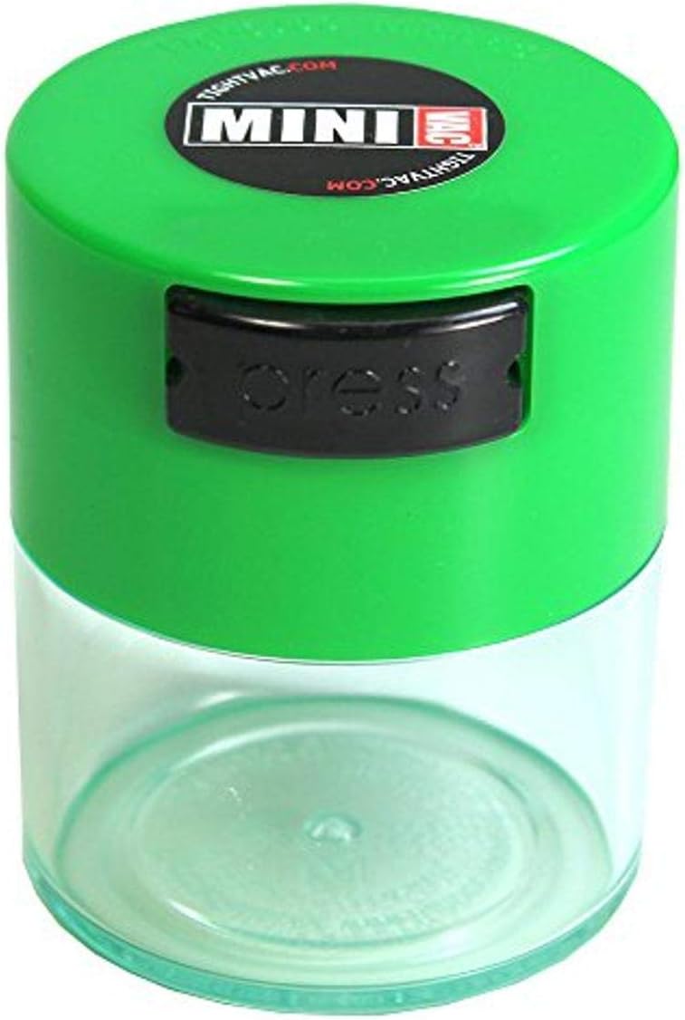 Minivac - 10g to 30 grams Airtight Multi-Use Vacuum Seal Portable Storage Container for Dry Goods, Food, and Herbs - Green Clear