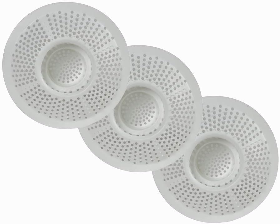 Hairstopper Drain Cover Hair Catcher for Shower and Bathtub, Protects Against Clogs Without Blocking Water Flow, White, 3 Pack | Protects Against Clogs Without Blocking Water Flow, Fits Most Standard Size Shower and Bathtub Drains, 3 Pack