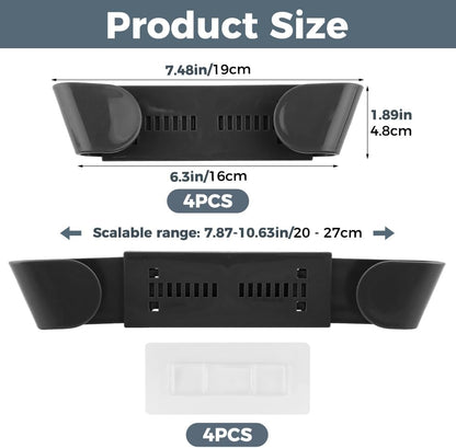 Adjustable Universal Pot Lid Holder Organizer for Cabinet, 4 Pcs Self Adhesive Wall Mount Pots Top Rack for Kitchen Cupboard Fit 7.87" to 10.63", Gray