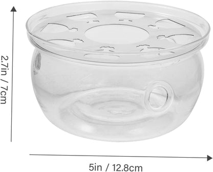 Luxshiny Transparent Teapot Warmer Insulation Base Elegant Design for Heating Tea Kettles Glass Material for Home Use and Desktop Decoration