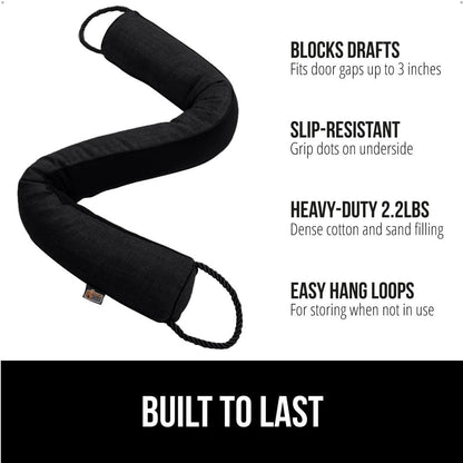 GORILLA GRIP Door Draft Stopper for Bottom of Doors, Cold Air Insulation Sweep, Weather Stripping Seal Noise, Soundproofing, Warmth Sealer, Easy Install Gap Filler, Home Essentials, 32 Inch, Gray