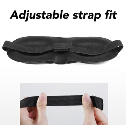 Sleep Mask for Side Sleepers with 3D Contoured Eye Cover – Light Blocking and Zero Pressure, Soft Breathable Fabric, Adjustable Strap for Women and Men, for Travel, Airplane, Nap, Meditation, Black