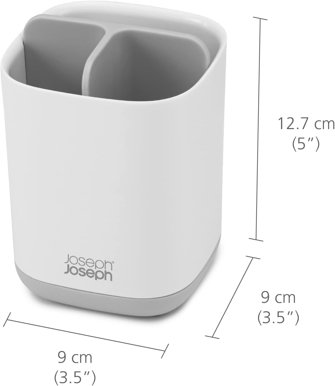 Joseph Joseph Easy-Store - Compact Toothbrush Holder Caddy Bathroom Storage , Grey/White, Regular