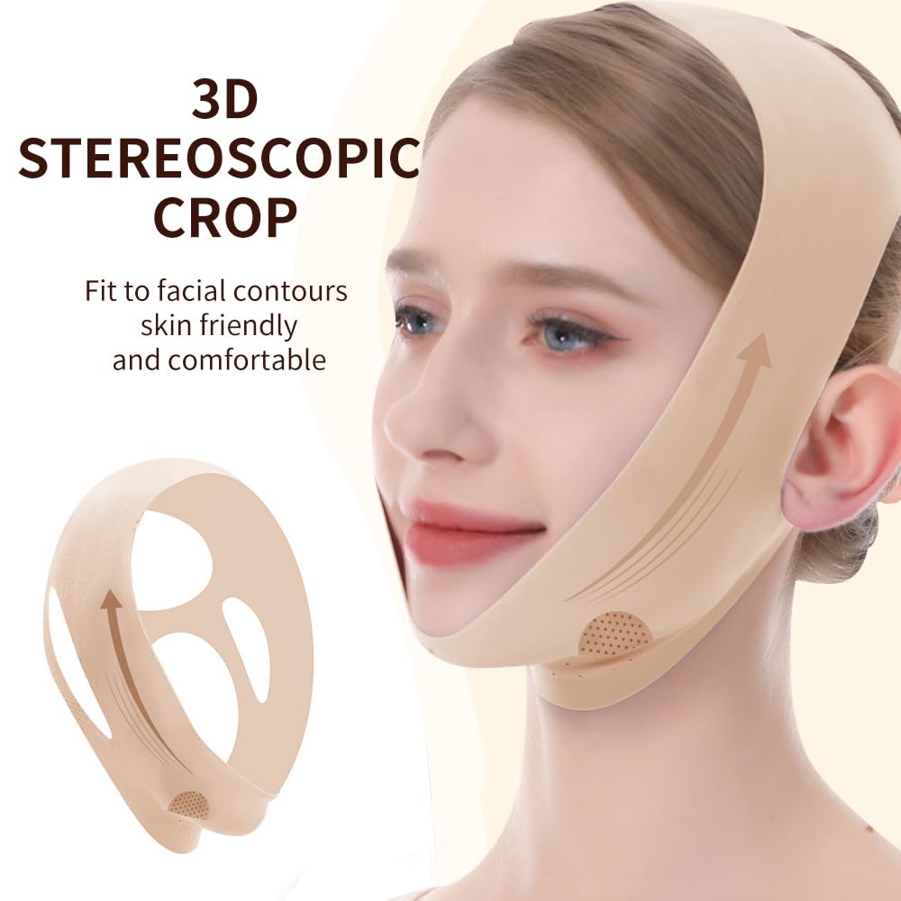 V-Line Lifting Mask, Chin Strap for Sleeping, Jawline Wrap, Medium, Pink