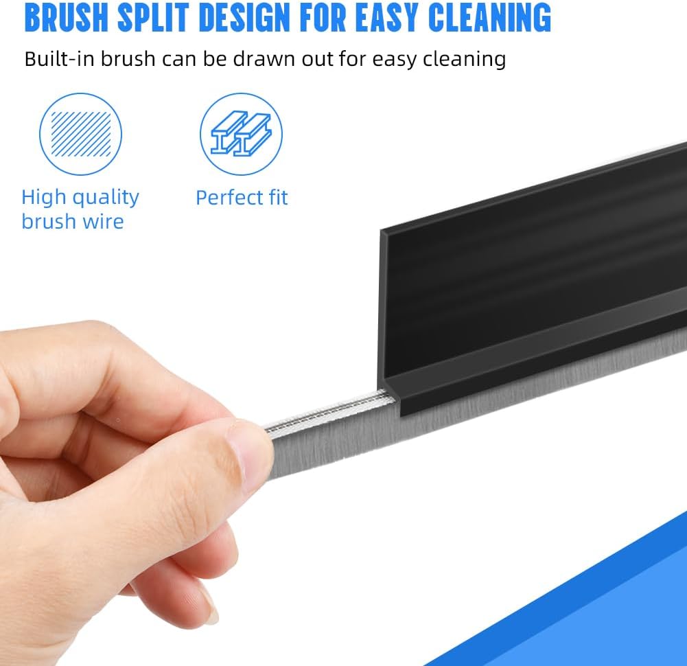 Ainiv Door Draft Stopper Under Door Seal, 2" W x 39" Cutable Soundproof Door Seal, Adhesive Under Door Sweep Weather Stripping Soundproof Kit, Under Door Draft Stopper Seals Anti-Collision-Black