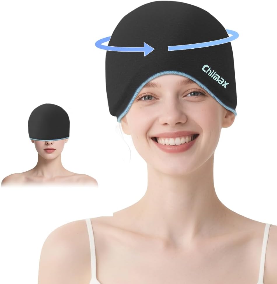 Migraine Relief Cap with Slide-Up Eye Mask, Headache Relief Ice Hat