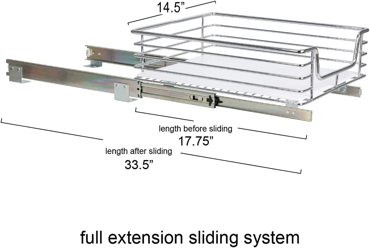 Household Essentials Glidez Multipurpose Chrome-Plated Steel Pull-Out/Slide-Out Storage Organizer for Cookware and Bakeware - 2-Tier Design - Fits Standard Size Cabinet or Shelf, Chrome
