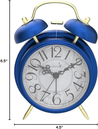 FLOITTUY Loud Alarm for Deep Sleepers 4'' Retro Twin Bell Alarm Clock with Backlight for Bedroom and Home Decoration(Retro Black)