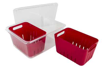 Kitchen Spaces Stackable Fridge Storage Colander Containers, Variety Pack | 3 Sizes to Store Fresh Produce, Organize Washed Fruits and Veggies, Snap and Seal Lids with Adjustable Vents, Hand Wash Only