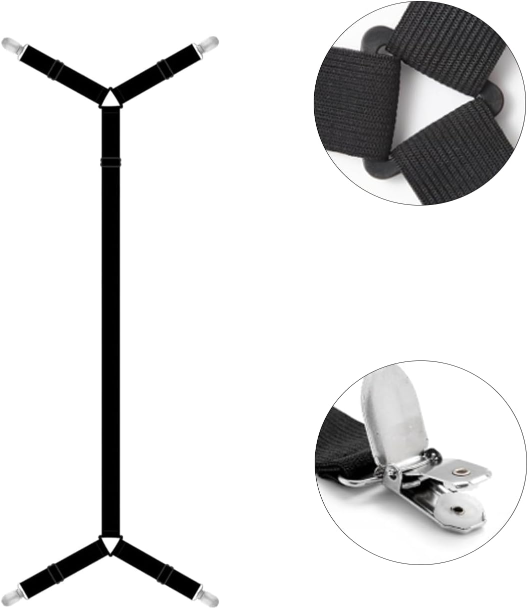 6-Pack Adjustable Sheet Straps, Fitted Sheet Holders， Secure Your Bed Sheets Instantly! These Heavy-Duty Sheet Clips Keep Fitted Sheets Tight on Mattresses Up to 21 Inches Deep for a Neat,