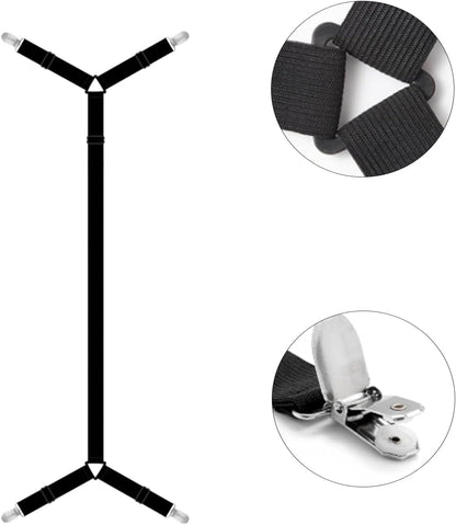 6-Pack Adjustable Sheet Straps, Fitted Sheet Holders， Secure Your Bed Sheets Instantly! These Heavy-Duty Sheet Clips Keep Fitted Sheets Tight on Mattresses Up to 21 Inches Deep for a Neat,
