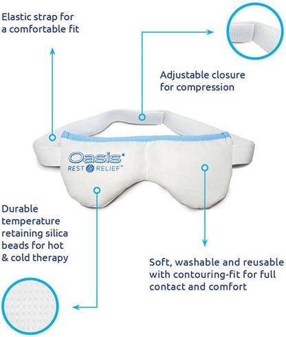 Oasis Rest & Relief® Reusable Hot and Cold Eye Mask – Microwavable Warm Eyelid Compress & Cooling Mask for Soothing Daily Eye Hygiene & Comfort (OM8000)