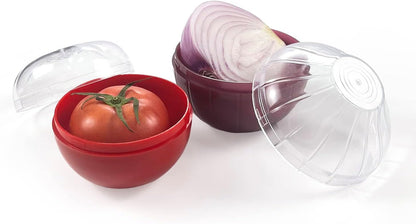 2PCS Fruit and Vegetable Shaped Savers Onion and Tomato Storage Containers for Fridge Vegetable Crisper Makes Food Stays Fresh Longer