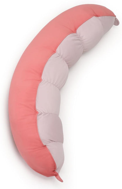 Peallow(Pat. Pend) – Long Round Body Pillow for Adults, Bolster Pillow for Sleeping, Soft and Supportive Pillow for Sleeping & Lumbar Support (Green-White, 29.5")