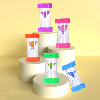 Colorful Sand Timers, Hourglass Sand Timers 5 Min Sandglass Timer with Protective Cover for Toothbrush Timer Games Classroom Home Office Cooking(Blue+5Min)