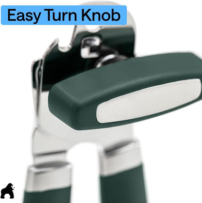 GORILLA GRIP Original Model Stainless Steel Smooth Edge Manual Can Opener and Bottle Openers, US Designed, Comfortable Handle, Oversized Handheld Turn Knob, Multifunctional Kitchen Tool, Gray