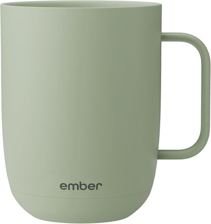 Ember Temperature Control 14oz Smart Mug 2, App-Controlled and Rechargeable Heated Coffee Cup Warmer with Intelligent LED Display, Sage Green.