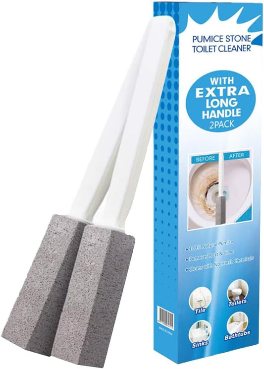 Pumice Stone for Toilet Cleaning, Pumice Cleaning Stone with Handle, Toilet Cleaner, Pumice Stone, Toilet Wand, Toilet Bowl Cleaner Brush, Toilet Brush (2PCS Gray)