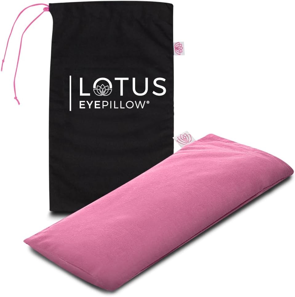 Lotus Lavender Eye Pillow - Weighted Mask for Yoga & Sleep | NOLAVA Sleep & Wellbeing App included; warm or cool headache relief; organic cotton, lavender-flaxseed fill.