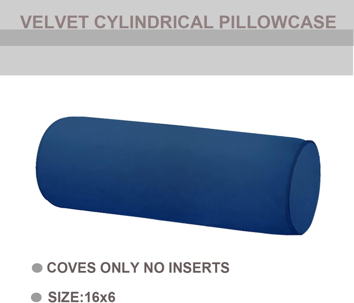 Neck Roll Pillowcases Velvet Cylindrical Pillow Covers 16"x6" with Hidden Zipper for House Home Decor Neck Roll Pillow Cervical Neck Roll Memory Pillow Cylinder Round Cushion (Black, 16x6)