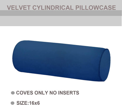 Neck Roll Pillowcases Velvet Cylindrical Pillow Covers 16"x6" with Hidden Zipper for House Home Decor Neck Roll Pillow Cervical Neck Roll Memory Pillow Cylinder Round Cushion (Black, 16x6)