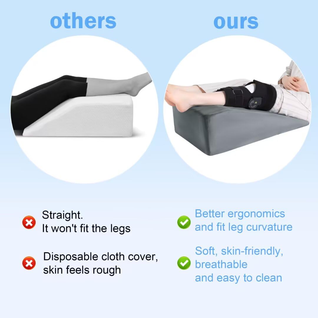 ROYALAY Leg Elevation Pillows for After Surgery, Knee Surgery Recovery Equipment with Handle, Leg Lifter Blood Circulation, Knee Replacement Recovery Aids for Hip Foot Ankle, Single