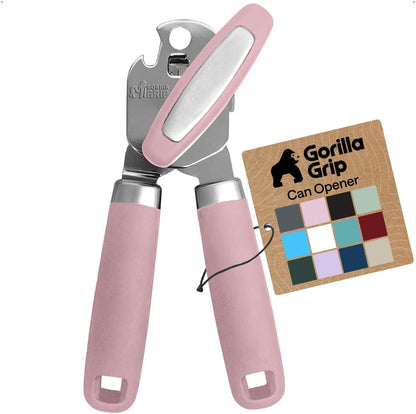 GORILLA GRIP Original Model Stainless Steel Smooth Edge Manual Can Opener and Bottle Openers, US Designed, Comfortable Handle, Oversized Handheld Turn Knob, Multifunctional Kitchen Tool, Gray