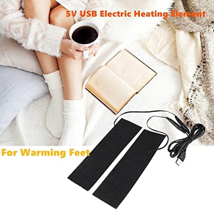 Portable Heating Pad 1 Pair Black USB Carbon Fiber Heating Mat 5V Electric Heating Film Heater Pads Heating Film Heat Pad for Warming Feet Knee Washable 35-50 ℃
