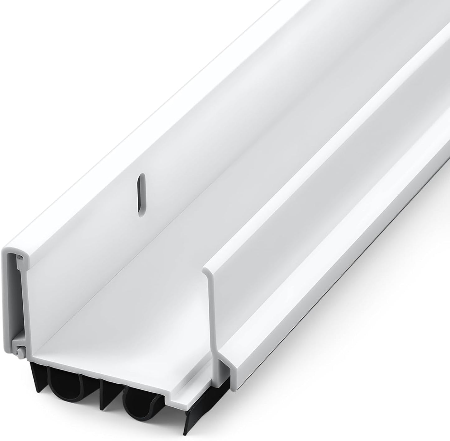 FoldTier 1 Pcs 1-3/4 x 32 Under Door Sweep for Exterior & Interior Doors Adjustable Double Bubble Draft Stopper for Door Bottom, Energy Efficient Slide to Install Blocks Dust/Insects/Noise(White)