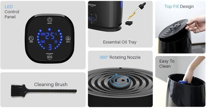 Okaysou Humidifiers, 6L Smart Humidifier and Diffuser for Bedroom Large Room W/Remote Control, Filterless, 50 Hour Top Fill Cool Mist Humidifiers with Humidistat for Babies, Plant, Sleep Mode, Timer