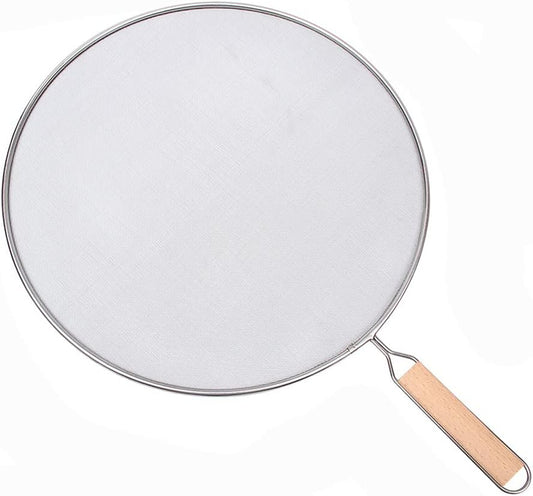 8 Inch Grease Splatter Screen Guard Stainless Steel Splash Screen Protector Guards with Handle Splash-Proof Frying Pan Mesh Pot Lid Cover for Kitchen Cooking Gadgets