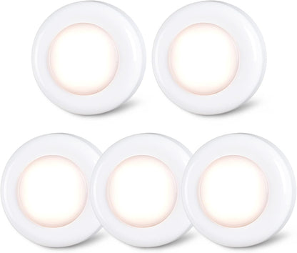 STAR-SPANGLED 2.8” LED Puck Lights Under Cabinet AAA Battery, 5 Pack White