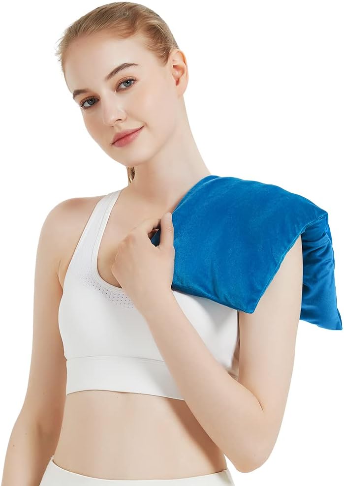 MORLIDEN Neck Heating Pad Microwavable for Shoulders, Warmer Wrap Microwave Heating Pad for Neck and Shoulders for Pain Relief (Navy Blue)