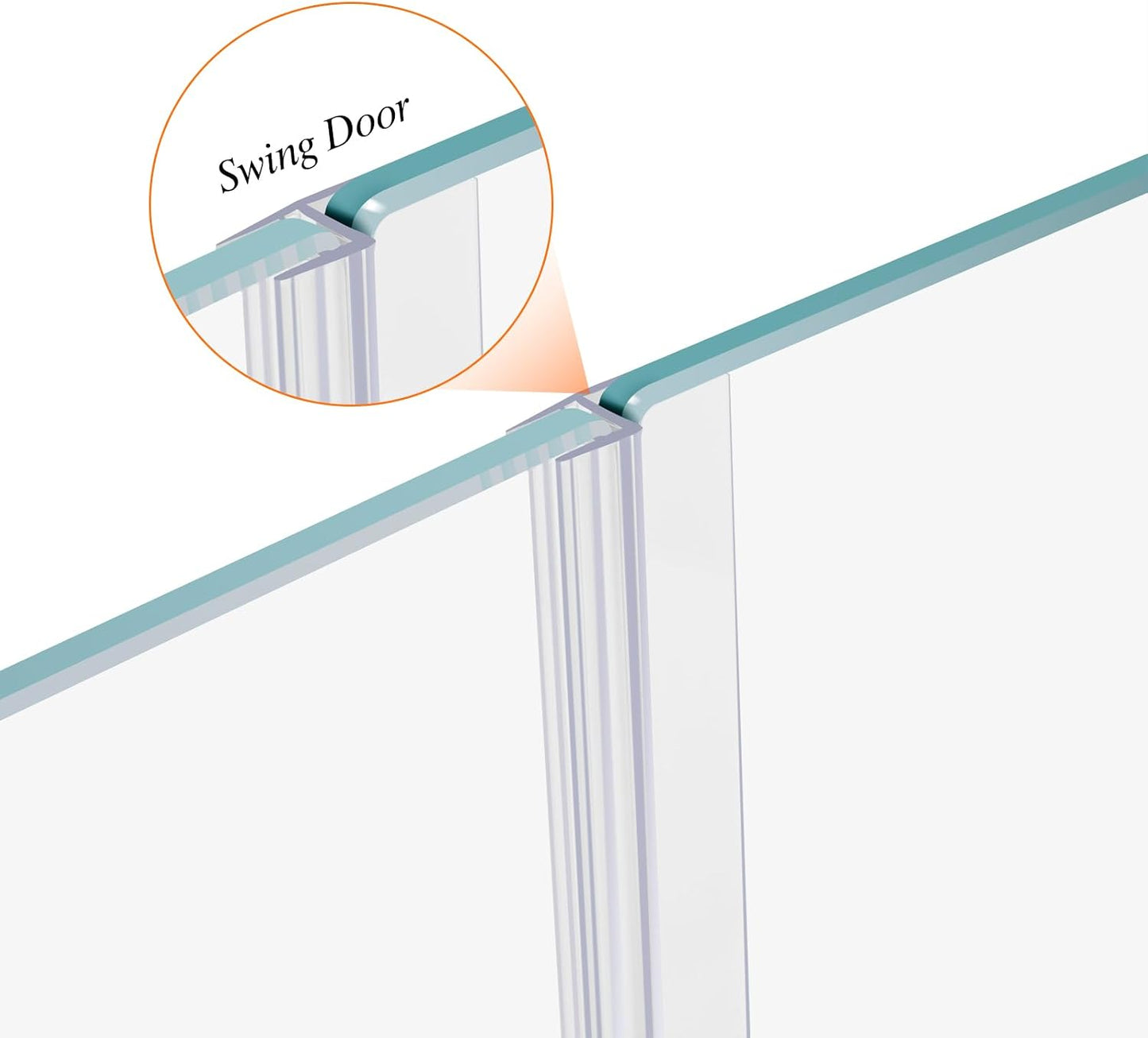 Frameless Shower Door Bottom Seal Shower Sweep with Drip Rail for 1/4" Glass,36" Long, Vinyl, Clear | Vinyl, Clear,Shower Door Bottom Sweep