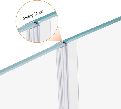 Frameless Shower Door Bottom Seal Shower Sweep with Drip Rail for 1/4" Glass,36" Long, Vinyl, Clear | Vinyl, Clear,Shower Door Bottom Sweep