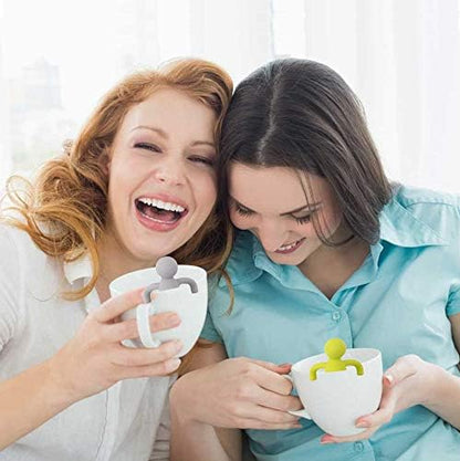 Leden Tea Infuser for Loose Leaf Tea Cute Tea Strainer Ball Stainless Steel Extra Fine Mesh Tea Steeper Filter for Cup Mug Silicone Handle Grey