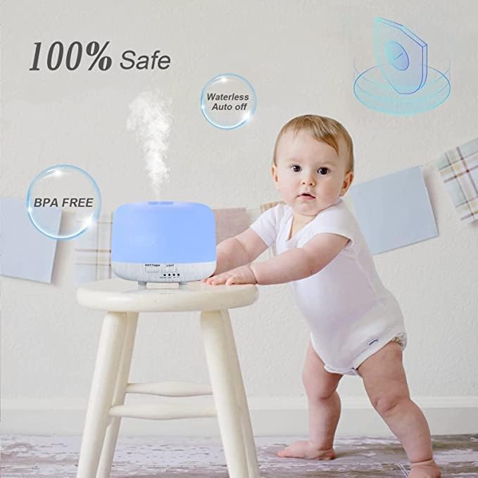 300ML Remote Control Air Diffusers for Essential Oil, Aroma Ultrasonic Scent Diffuser, Aromatherapy Humidfier Diffuser, 7 Color Changing LED Light, Auto-Off, Timer for Home, Room, Office, Kids