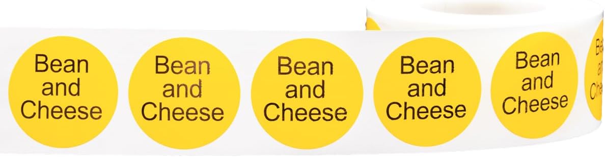 Yellow with Black Carnitas Circle Dot Adhesive Stickers, 1 Inch Round Labels, 500 Total Stickers