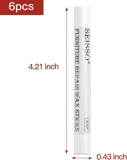 Furniture Repair kit, Wood Scratch Cover Markers*6 and Wax Filler Sticks*6 with Sharpener- 13Pack, Furniture Markers Touch Up Kit for Cover Ups Wooden Floors, Tables, Desks, Carpenters, Stains, Holes