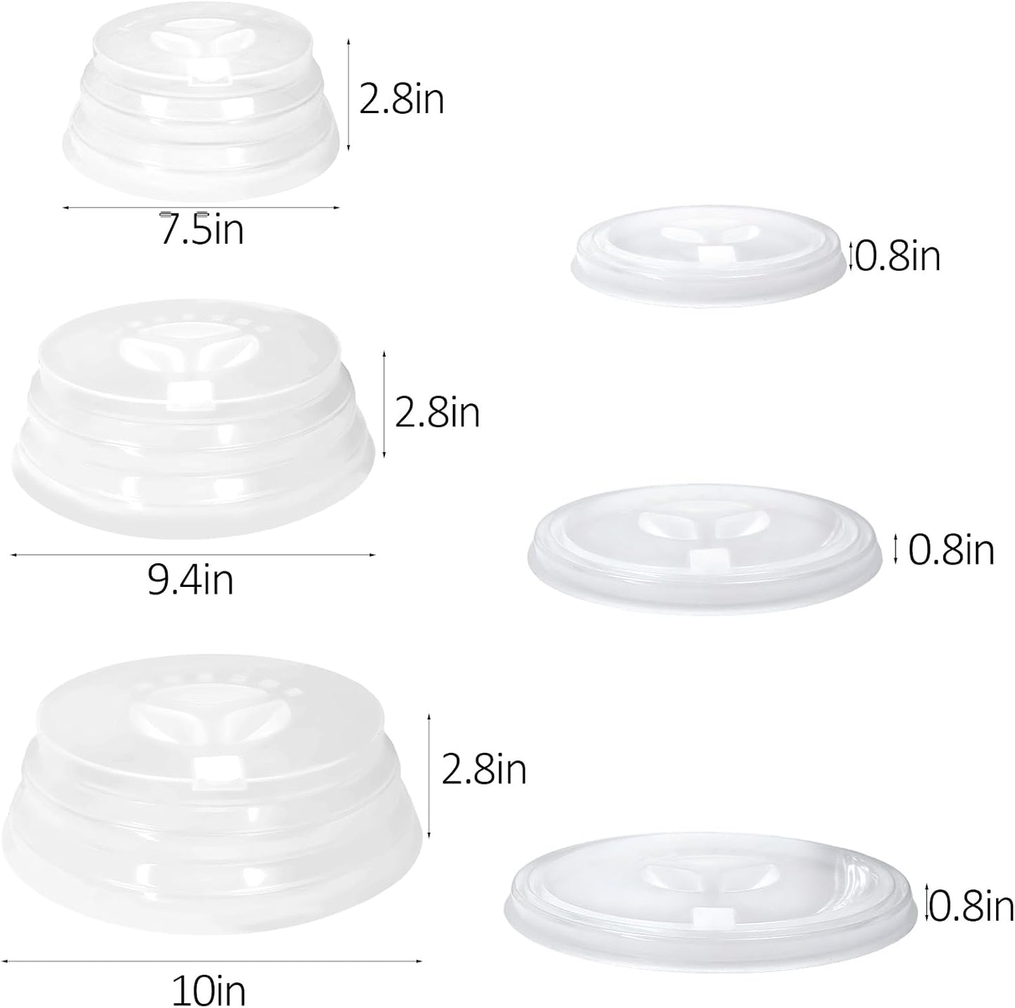 Set of 3 Collapsible Silicone Microwave Plate Cover for Food, Easy Grip Handle Clear Silicone Lids, Refrigerator Dishwasher Safe and BPA Free 7.5/9.4/10 Inch
