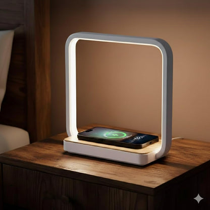WILIT Bedside Lamp with Alarm Clock,Touch Lamp with Wireless Charger,Nightlight for Bedroom,Sunrise Wake-up Light,3-Grade Dimmable,Birthday Gifts for Her,Women,Men,Mom,Daughter,Girlfriend(Wood Grain)
