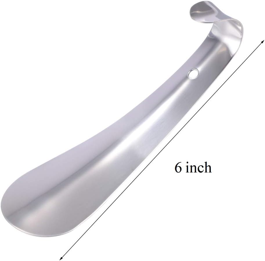 Shoe Horn Long Handle for Seniors Men Women, Metal Shoehorn Handled,Long-Handle Shoe Spoon,Boot Horns,Shoes Stick Helper,6 Inch Travel Small Size Stainless Steel Made Tool,Short Shoe Tongue, 2 Pack