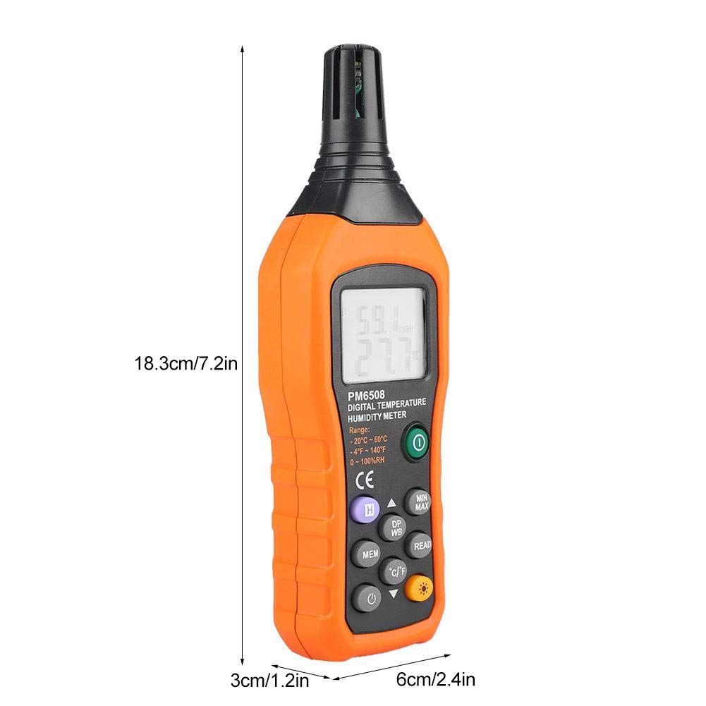 PM6508 High Precision Handheld LCD Digital Temperature Humidity Meter Thermometer Hygrometer for Home and Industrial Using 7.12.41.1in
