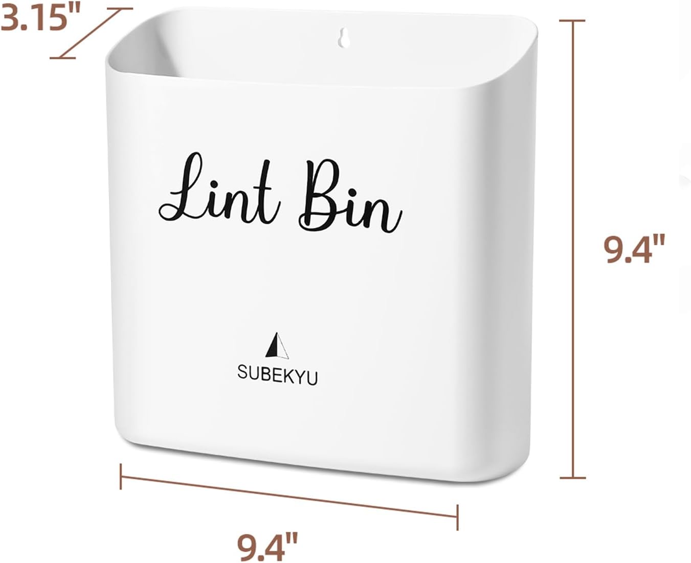 SUBEKYU Magnetic Lint Bin Small Waste Bin for Laundry Room,White | Laundry Storage Container for Hanging on Dryer/Washer/Wall, 0.85 Gallon