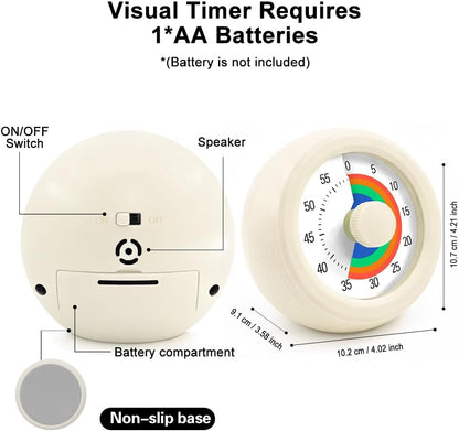 60 Minute Visual Timer with Silent Operation Visual Countdown Timer Rainbow Disk 60 Minute Countdown Timer Task Reminder Home and Kitchen Timer for Kids Desk, Office Meetings (Green)