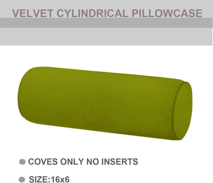 Neck Roll Pillowcases Velvet Cylindrical Pillow Covers 16"x6" with Hidden Zipper for House Home Decor Neck Roll Pillow Cervical Neck Roll Memory Pillow Cylinder Round Cushion (Black, 16x6)