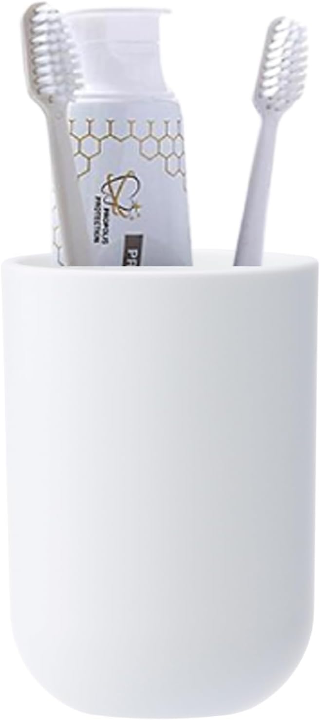 Toothbrush Cup, Bathroom Cup, Toothbrush Holder, Bathroom Tumbler, Plastic, 350ml (White)