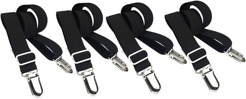 Long Bed Sheet Clips,Adjustable Bed Fitted Sheets Mattress Holder Straps Suspender Fastener,4 Pieces (White)